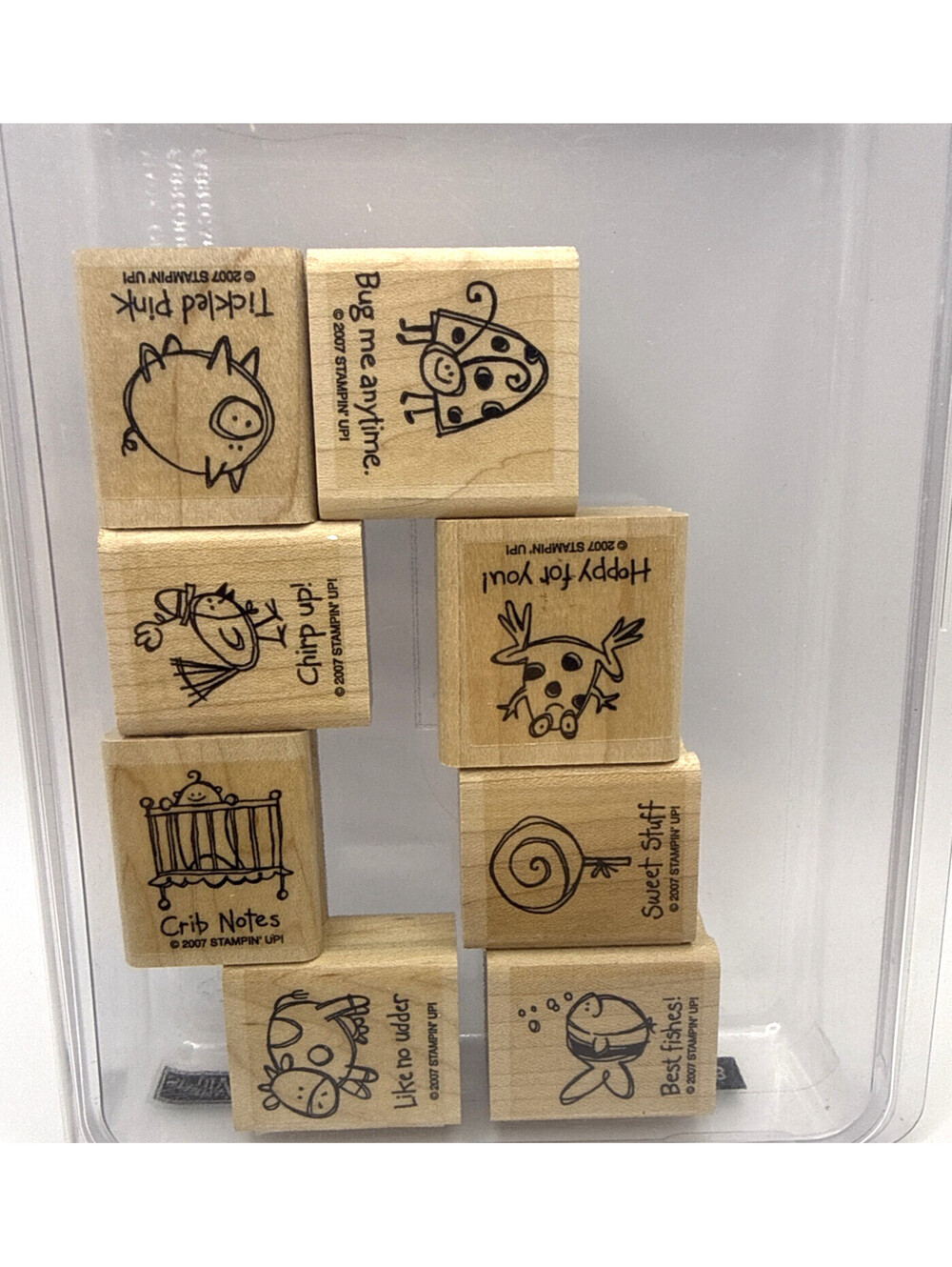 Stampin'! Up VERY PUNNY 8 Rubber Stamp Set - Wood Back Slightly USED - USA